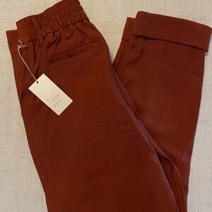 A New Day Brown Ankle Pants Elastic Waist Relaxed Fit